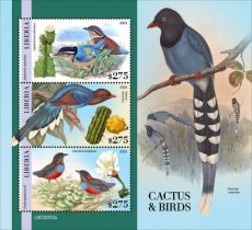 LIBERIA- 2023 08- CACTUS & BIRDS  3V
